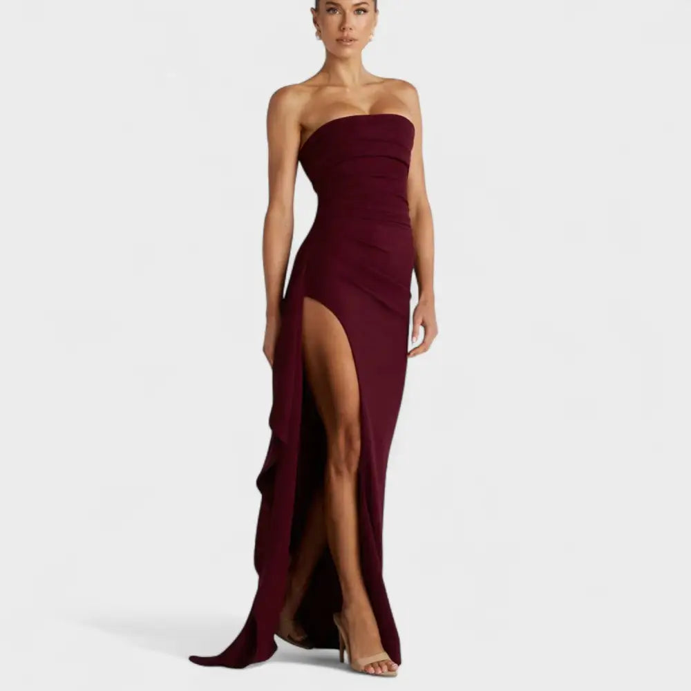 María – Vestido Glamour de Noche - Burdeos / S - Vestidos