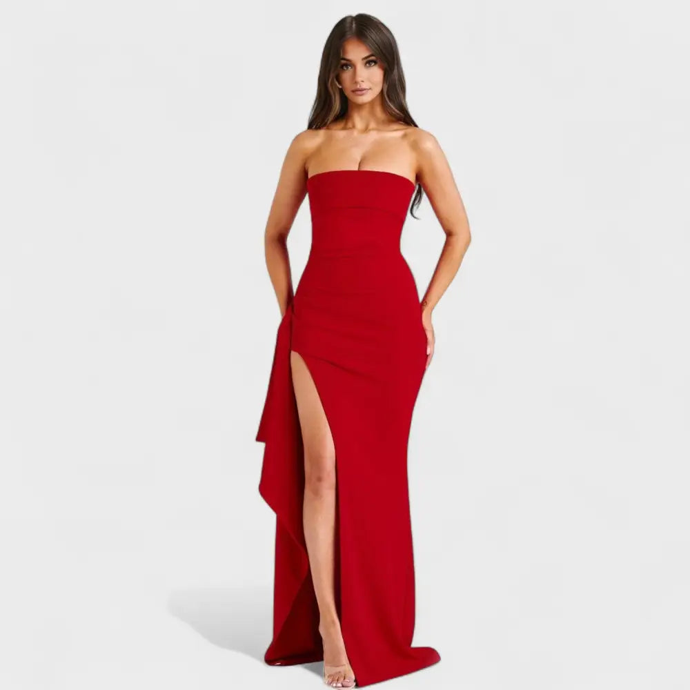 María – Vestido Glamour de Noche - Rojo / S - Vestidos