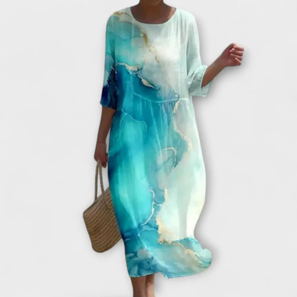 Marina – Vestido Belleza Floral en Movimiento - Azul y blanco / S - Vestidos