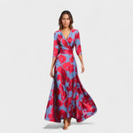 Marina – Vestido Elegancia Floral Atemporal - Blanco / Azul oscuro / S - Vestidos