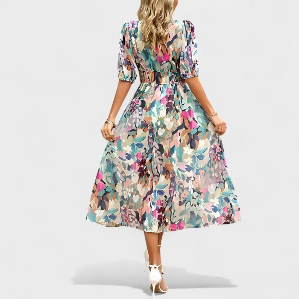 Marina – Vestido Primavera Floral Radiante - Blanco/Azul/Rosa / S - Vestidos