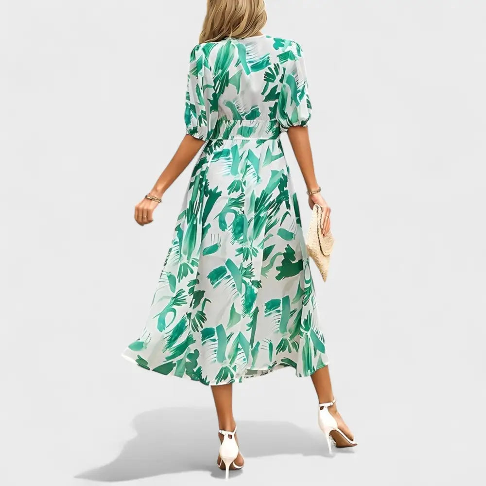 Marina – Vestido Primavera Floral Radiante - Verde / S - Vestidos