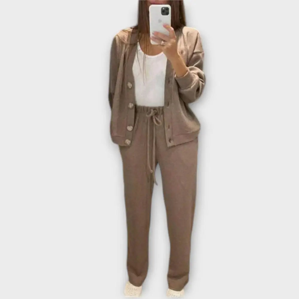 Marisol – Conjunto Estilo y Comodidad Elegante - Khaki / S - CONJUNTOS
