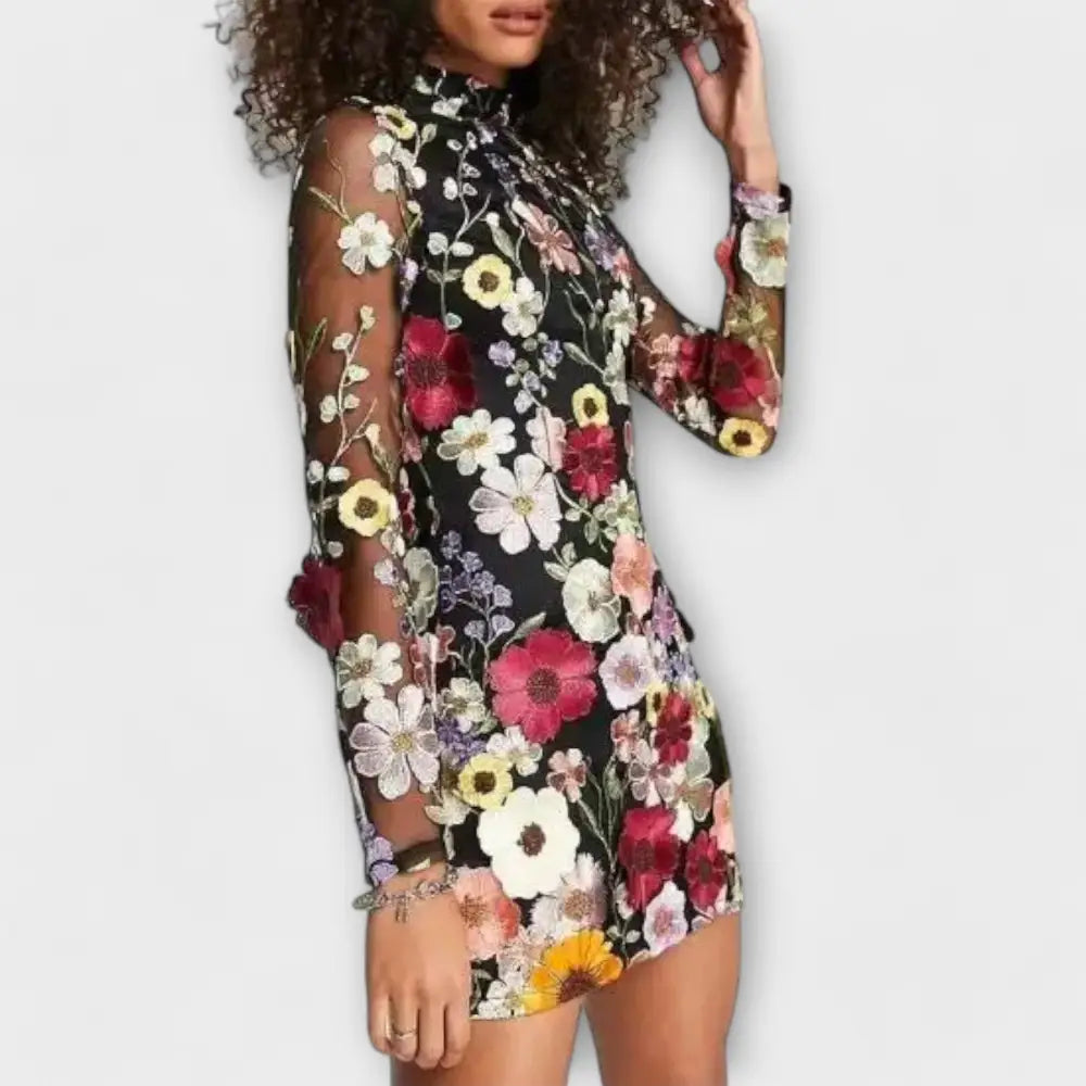 Marisol – Vestido Elegancia Floral Atemporal - Negro / S - Vestidos