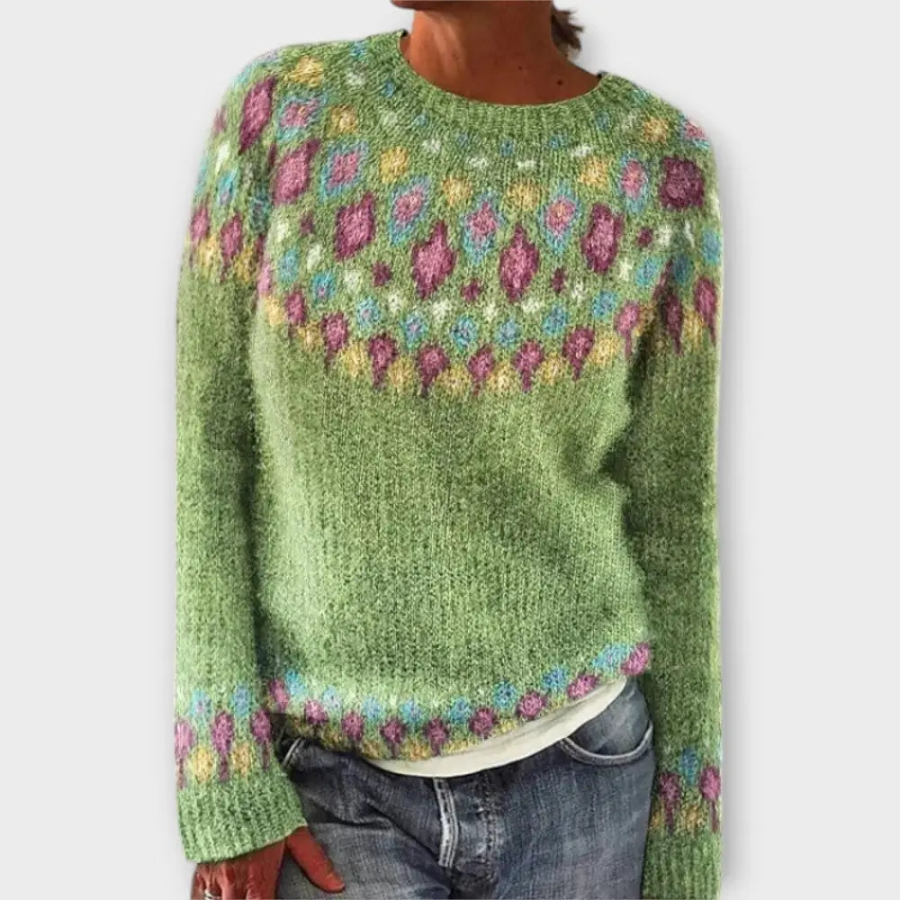 Mireia – Suéter Estilo Vintage Cálido y Chic - Dunkelgrün / XS - Suéteres & Cardigans
