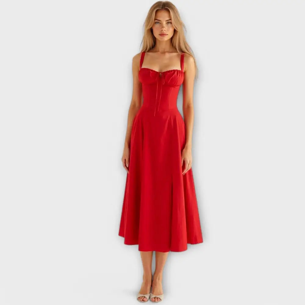 Mireia – Vestido Glamour de Noche - Rojo / S - Vestidos