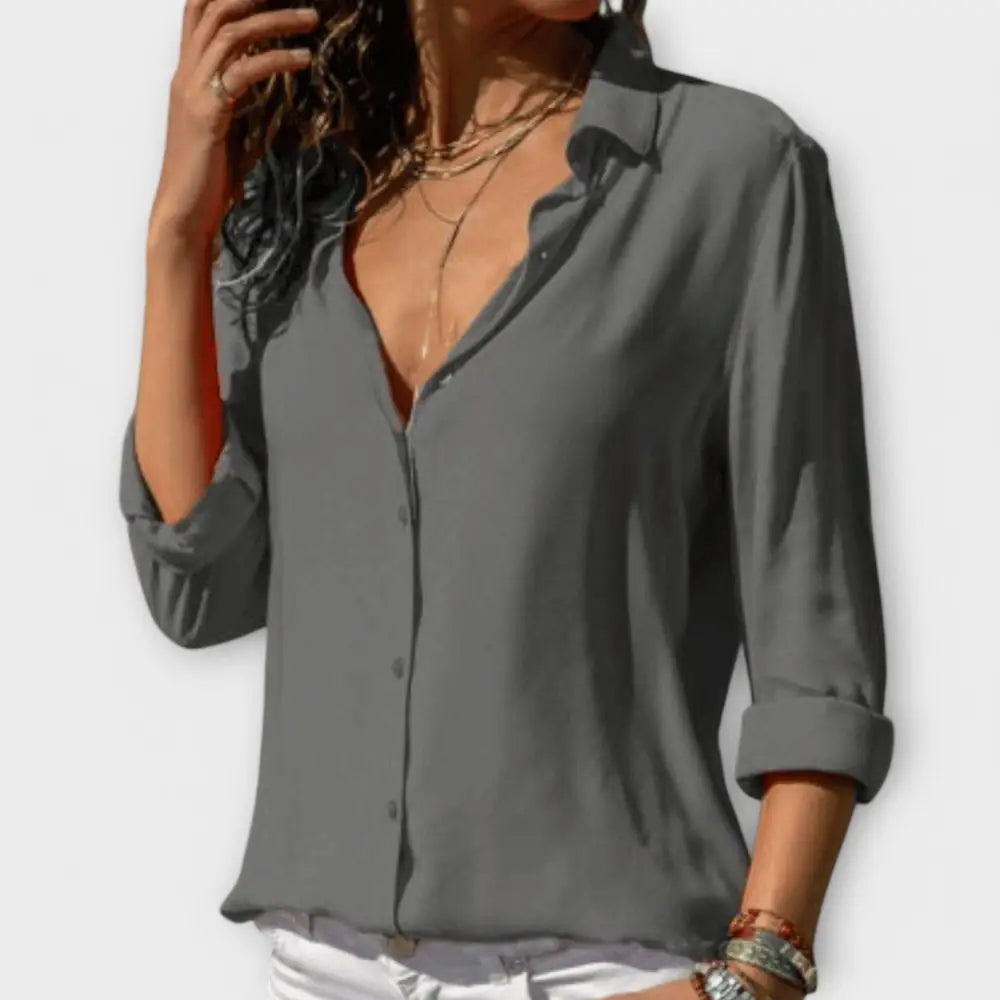 Mona – Blusa Elegancia y Confort Duradero - Grau / XS - Mona – Blusa Elegancia y Confort Duradero > Blouses > >