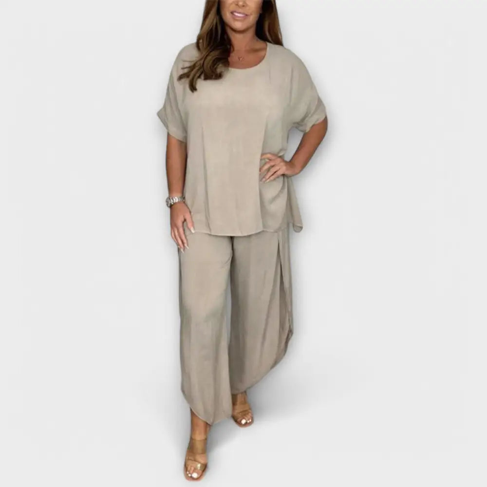 Naiara – Vestido Elegancia Versátil - Beige / S - CONJUNTOS