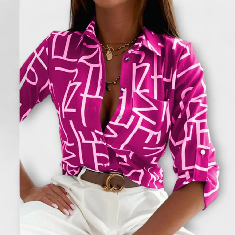 Nuria – Blusa Elegancia Atemporal y Chic - Lila und rote Buchstaben / S - Nuria – Blusa Elegancia Atemporal y Chic >