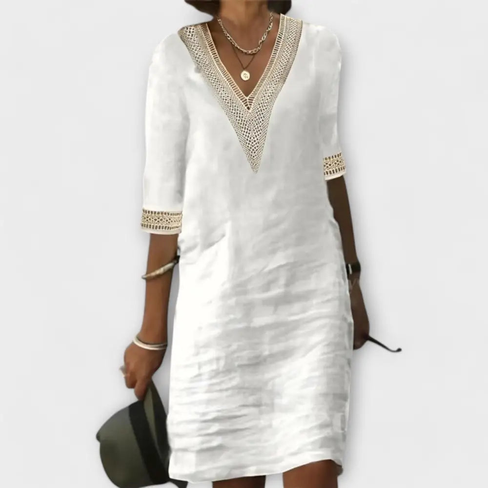 Olivia – Vestido Elegancia Fresca y Confort - Blanco / S - Vestidos