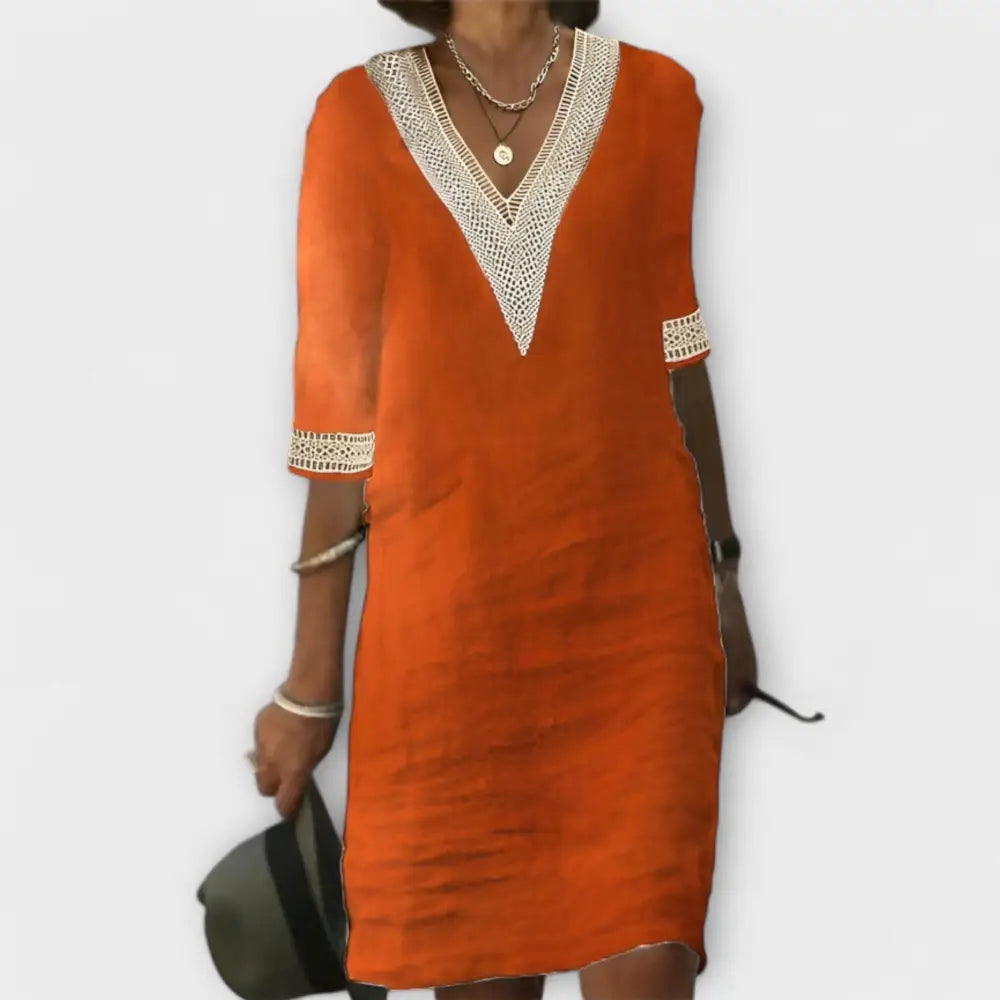 Olivia – Vestido Elegancia Fresca y Confort - Naranja / S - Vestidos