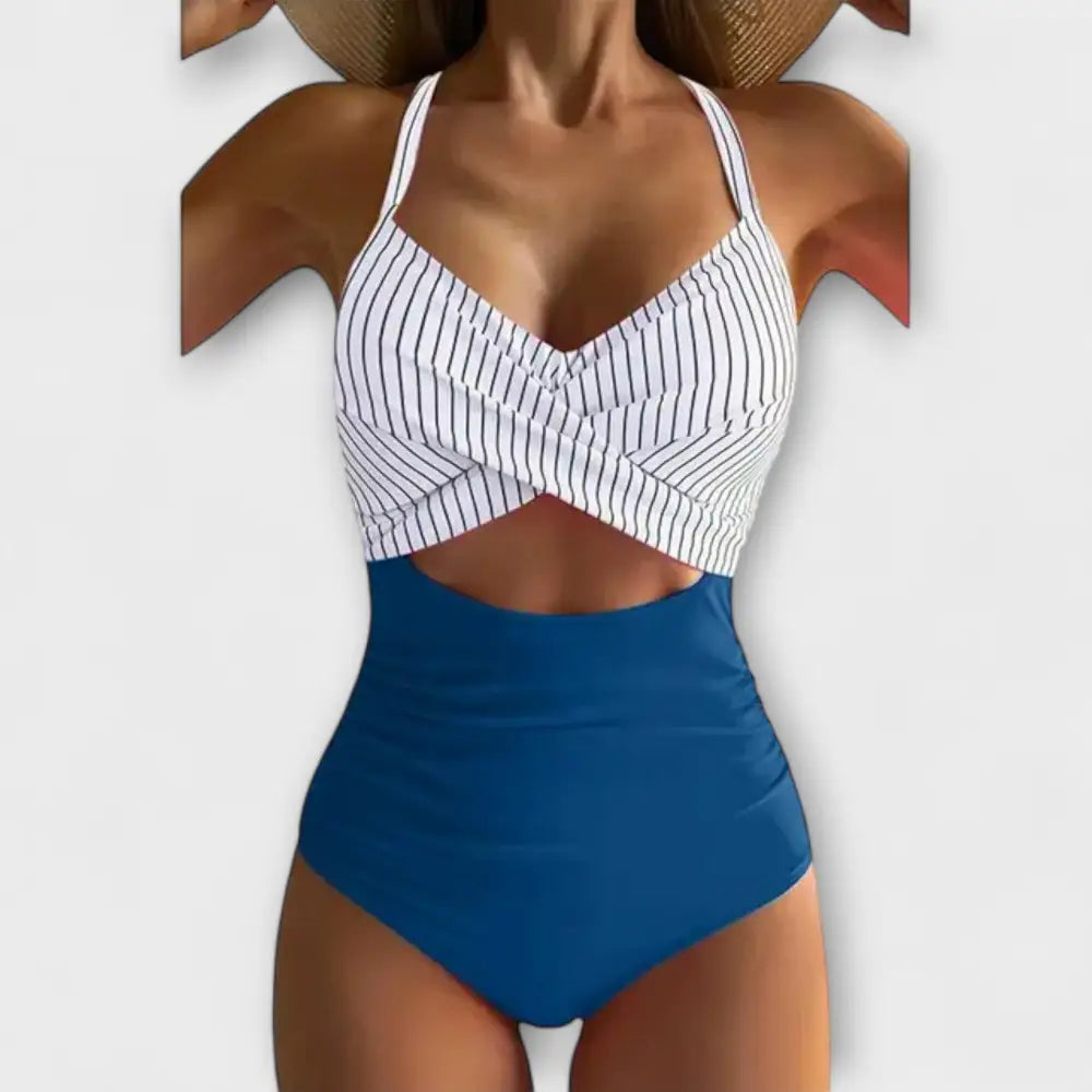 Piera – Bañador Elegancia y Comodidad Atemporal - Blaue Streifen / S - Swimsuits