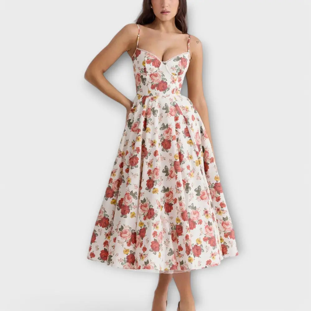 Rocío – Vestido Brillo de Estilo - Rotgeblümt / S - Vestidos