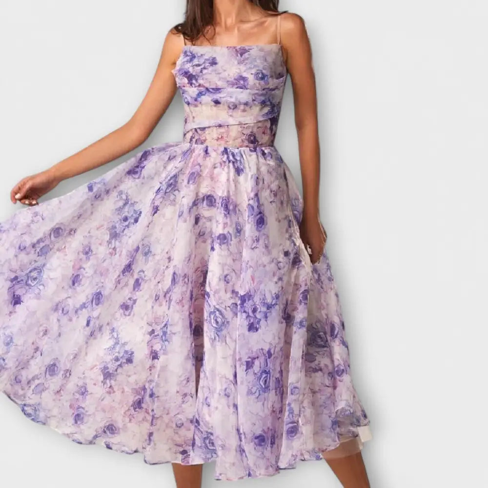Rocío – Vestido Elegancia Floral Atemporal - Lila / S - Vestidos