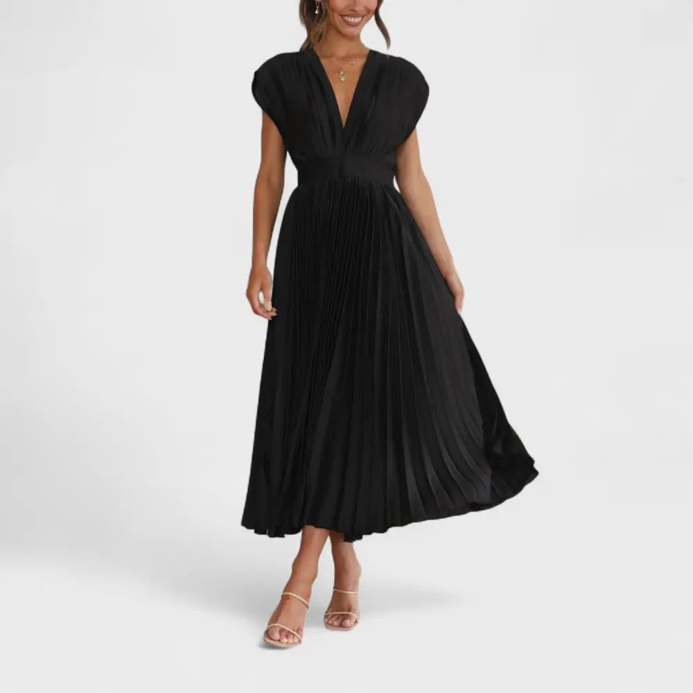 Rocío – Vestido Plisado que Resalta la Belleza Atemporal - Negro / S - Vestidos