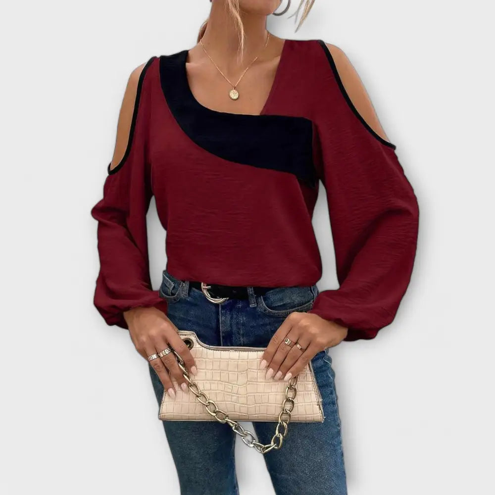 Scarlett – Blusa Estilo Contemporáneo Elegante - Bordeaux / XS - Scarlett – Blusa Estilo Contemporáneo Elegante >