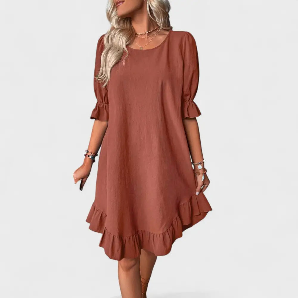 Sofía – Vestido Toque Romántico y Fresco - Rojo / S - Vestidos