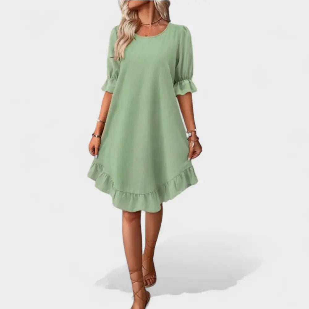 Sofía – Vestido Toque Romántico y Fresco - Verde claro / S - Vestidos