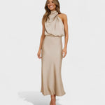 Valentina – Vestido Brillo de Noche Elegante - Beige / S - Vestidos