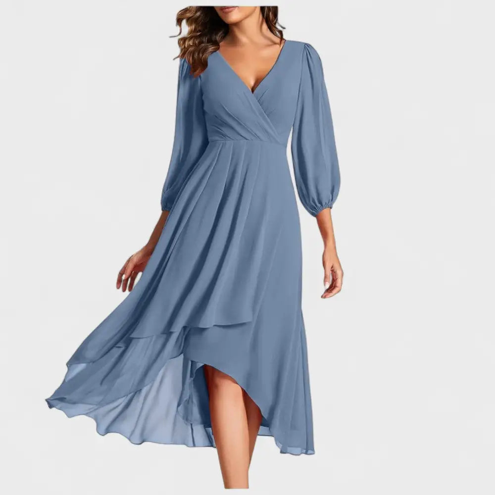 Valentina – Vestido Elegancia Asimétrica con Toque Chic - Azul / S - Vestidos