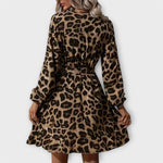 Valentina – Vestido Elegancia de Leopardo con Cinturón Ajustable - Vestidos