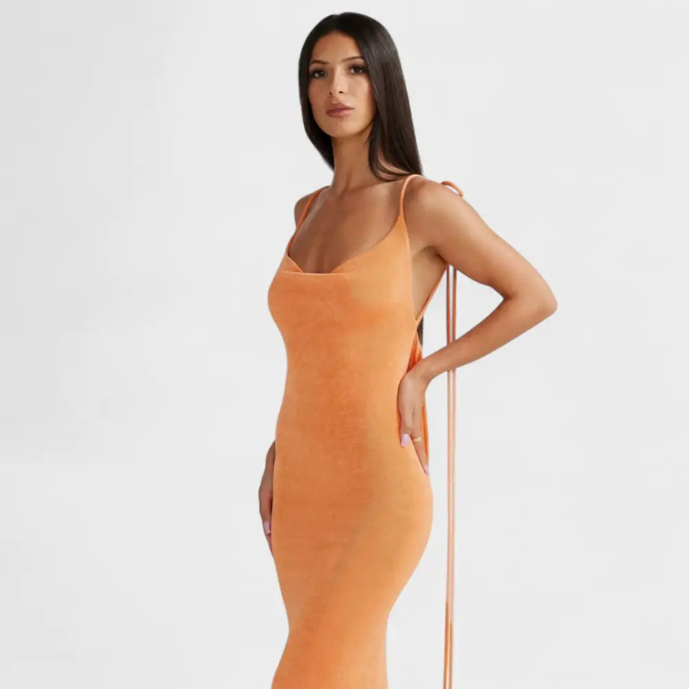 Valentina – Vestido Elegancia sin Esfuerzo - Naranja / XS - Vestidos