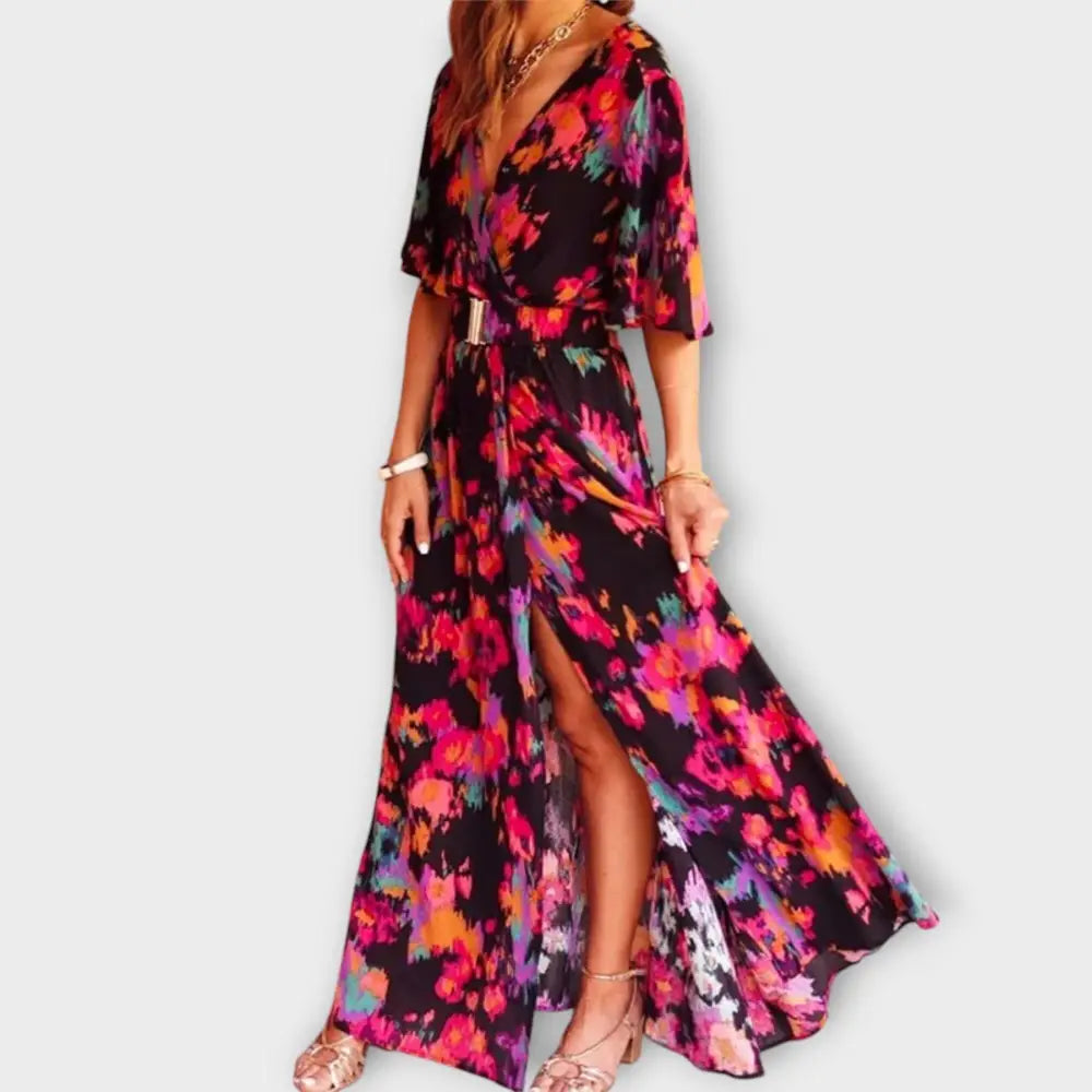 Valentina – Vestido Elegancia y Confort Atemporal - Schwarz-Rosa / XS - Vestidos