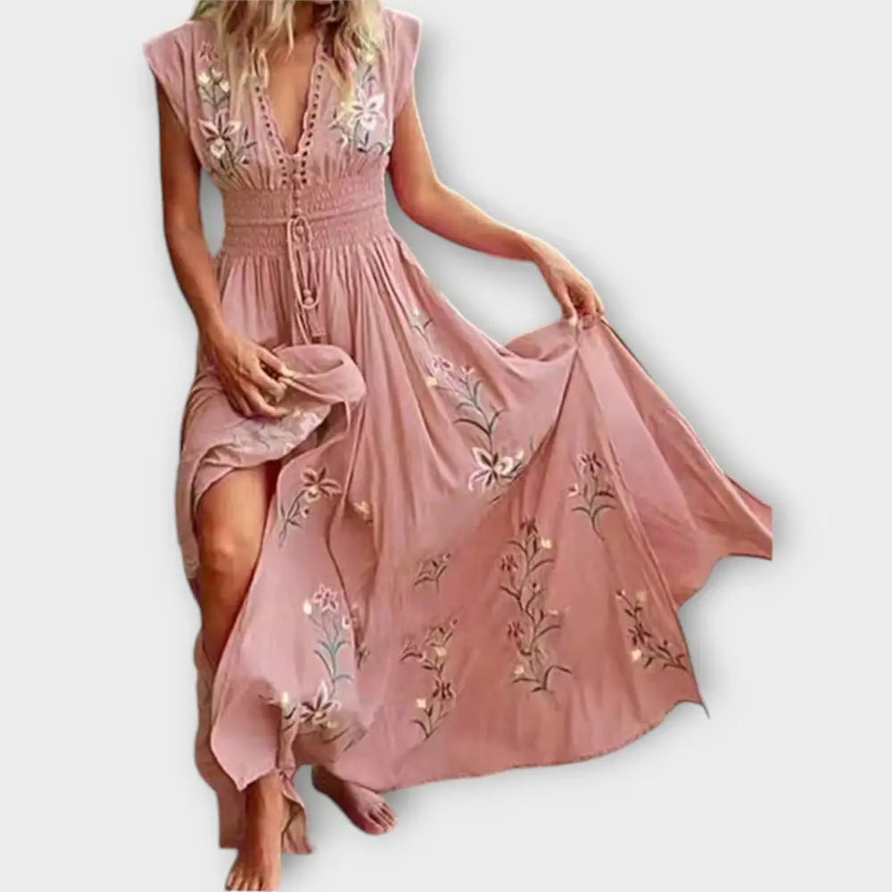 Valentina – Vestido Encanto Bohemio con Bordados Delicados - Hellrosa / S - Vestidos