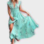 Valentina – Vestido Encanto Bohemio con Bordados Delicados - Türkisblau / S - Vestidos