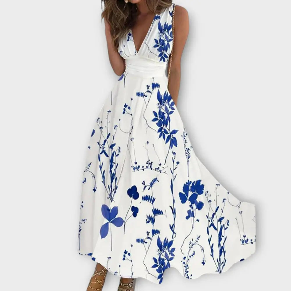 Valentina – Vestido Encanto Floral Atemporal - Azul / S - Vestidos