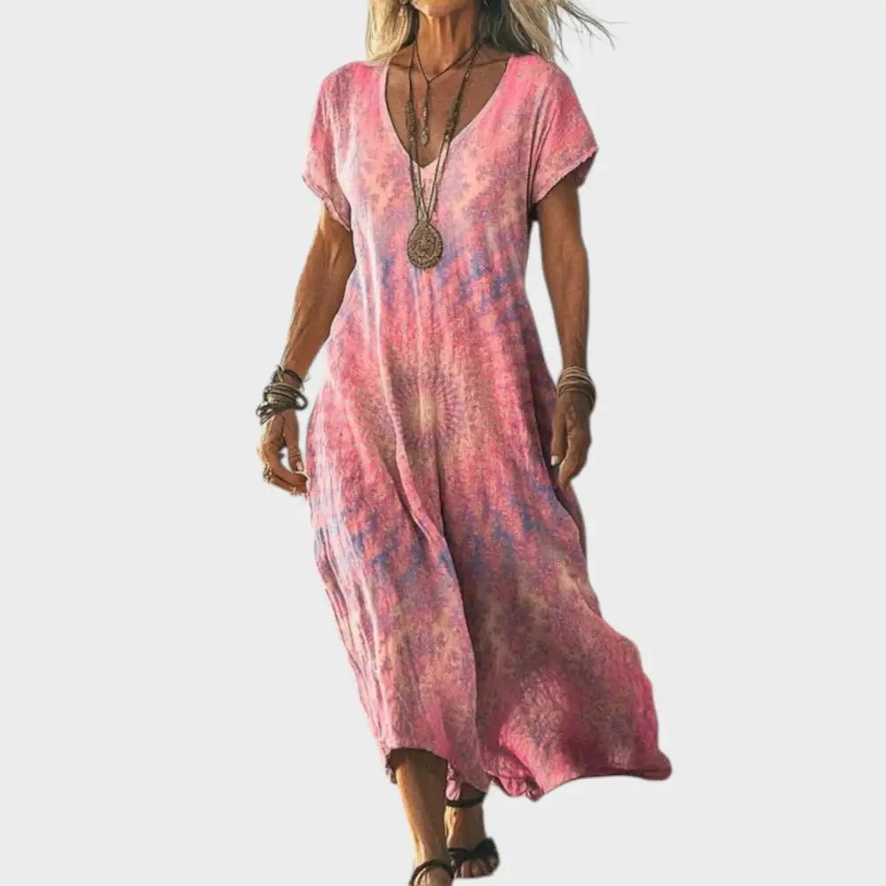 Valentina – Vestido Libertad de Verano - Degradado Rosado / S - Vestidos