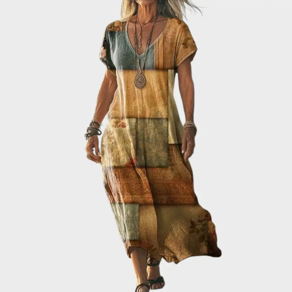 Valentina – Vestido Libertad de Verano - Patchwork Tierra / S - Vestidos