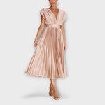 Valentina – Vestido Plisado Encanto Sofisticado - Champagner / S - Vestidos