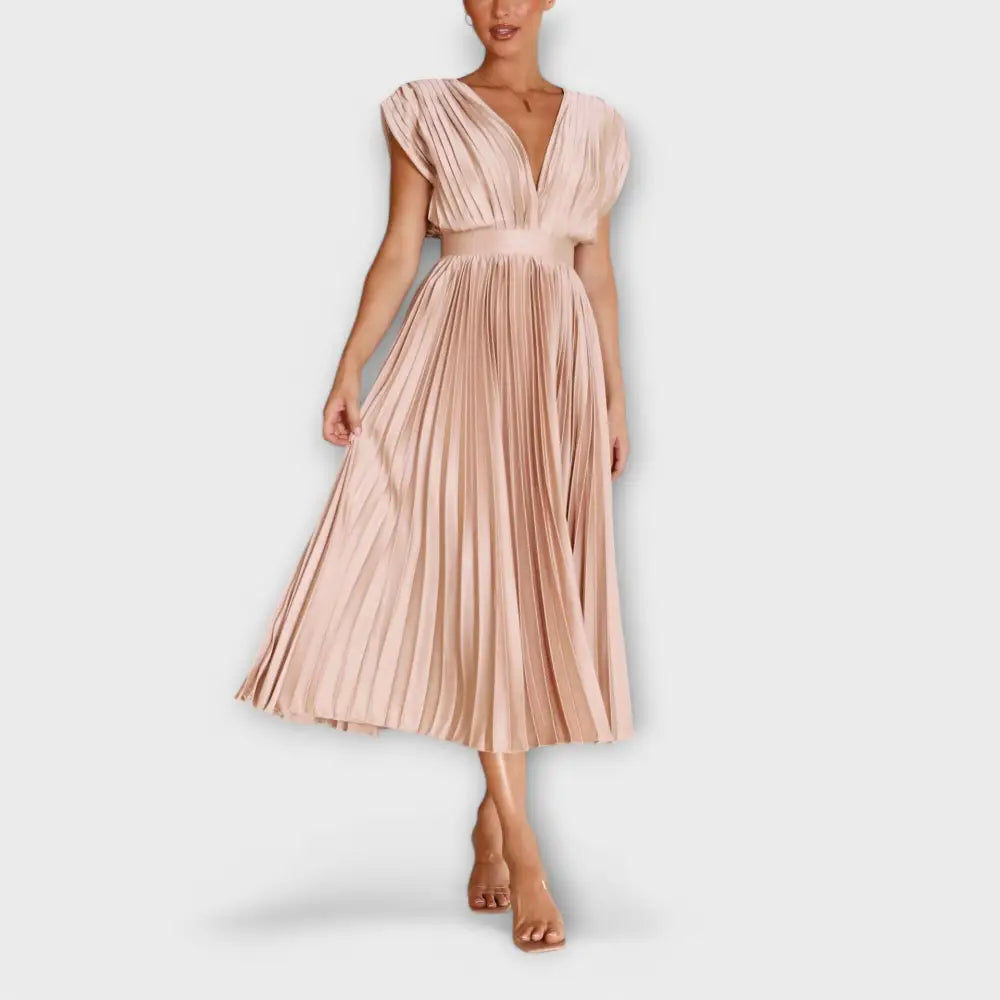Valentina – Vestido Plisado Encanto Sofisticado - Champagner / S - Vestidos