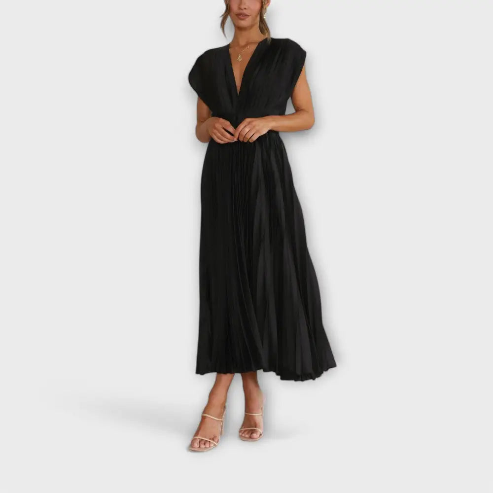 Valentina – Vestido Plisado Encanto Sofisticado - Negro / S - Vestidos