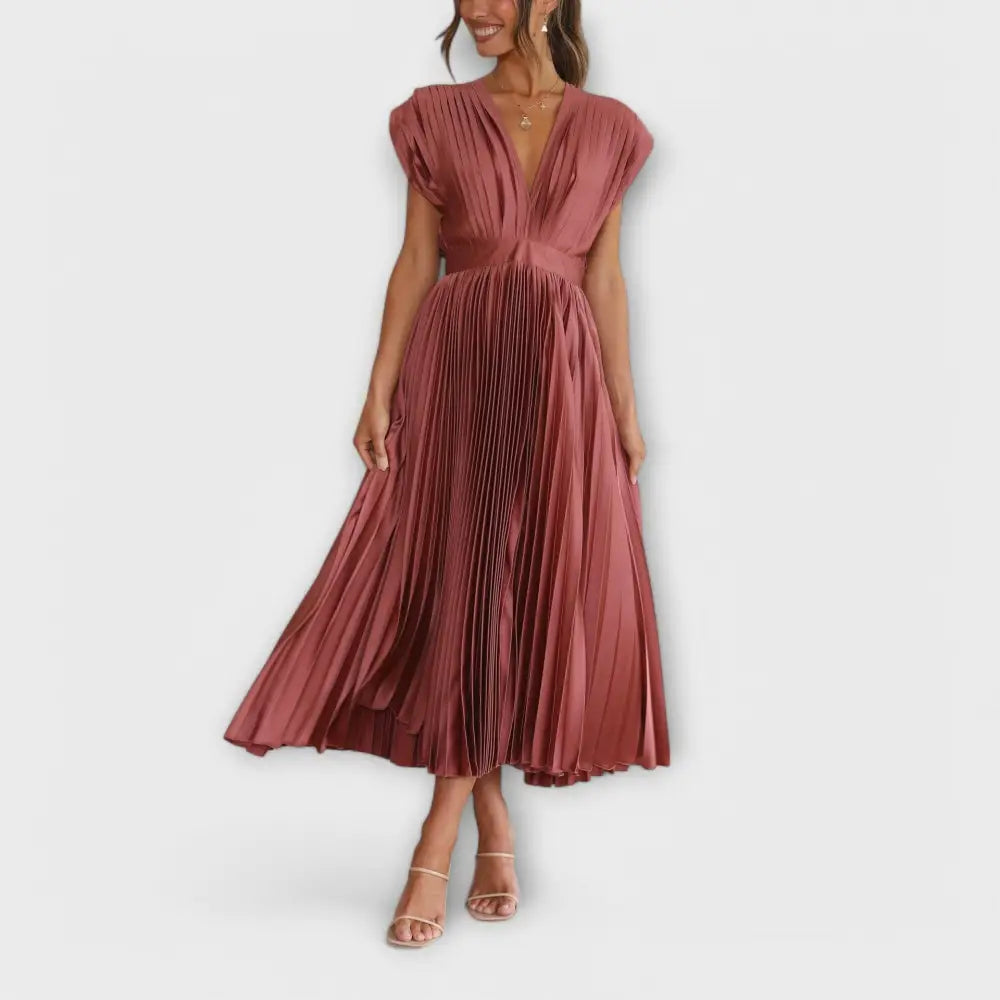 Valentina – Vestido Plisado Encanto Sofisticado - Rosarot / S - Vestidos