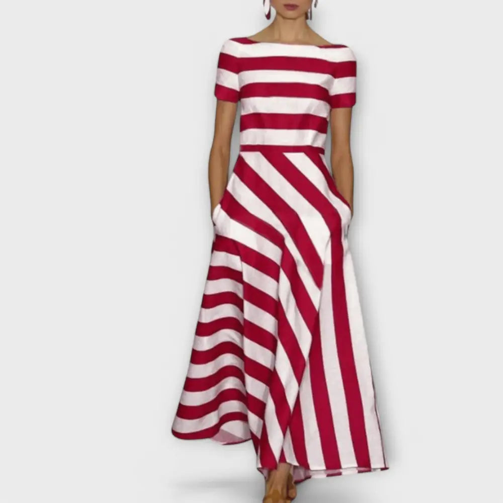 Valentina – Vestido Rayas Chic y Confortable - Rojo / S - Vestidos