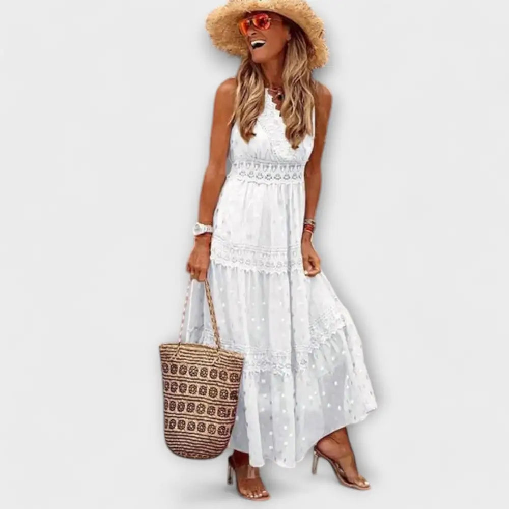 Victoria – Vestido Encanto Boho Con Toques Elegantes - Blanco / S - Vestidos