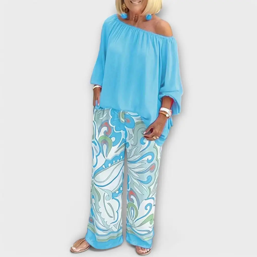 Yesenia – Conjunto de Dos Piezas Elegante para un Look Fresco - Hellblau / S - CONJUNTOS